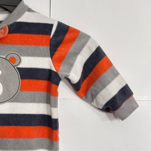 Carter's Boys Fleece Orange Grey White Striped Footie Pajamas Sleeper Pjs 9M - Picture 6 of 14